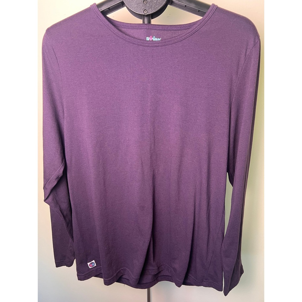 Sivvan Long Sleeve Underscrub Tee Women 2XL Purple Crew Neck Stretch